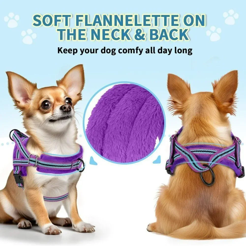 No Pull Small Dog Harness and Leash Set,  Purple Sz M